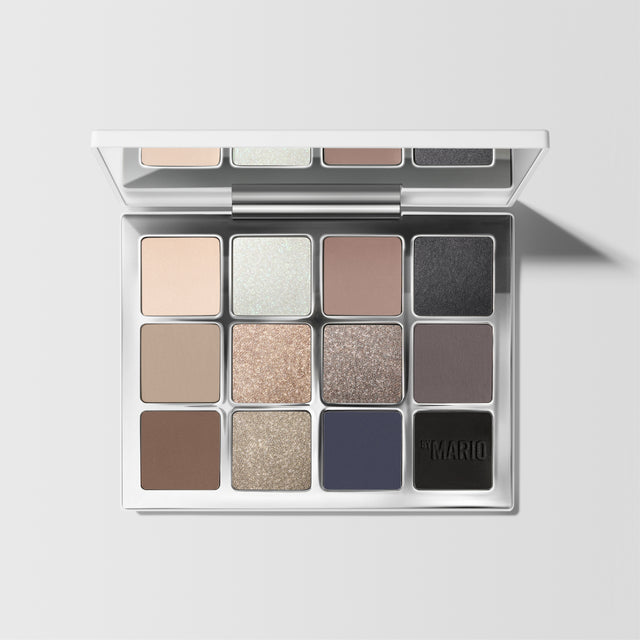 Front view of Makeup By Mario's limited edition Ethereal Eyes Eyeshadow Palette in Moonlight. This palette features 12 universal neutral shades.